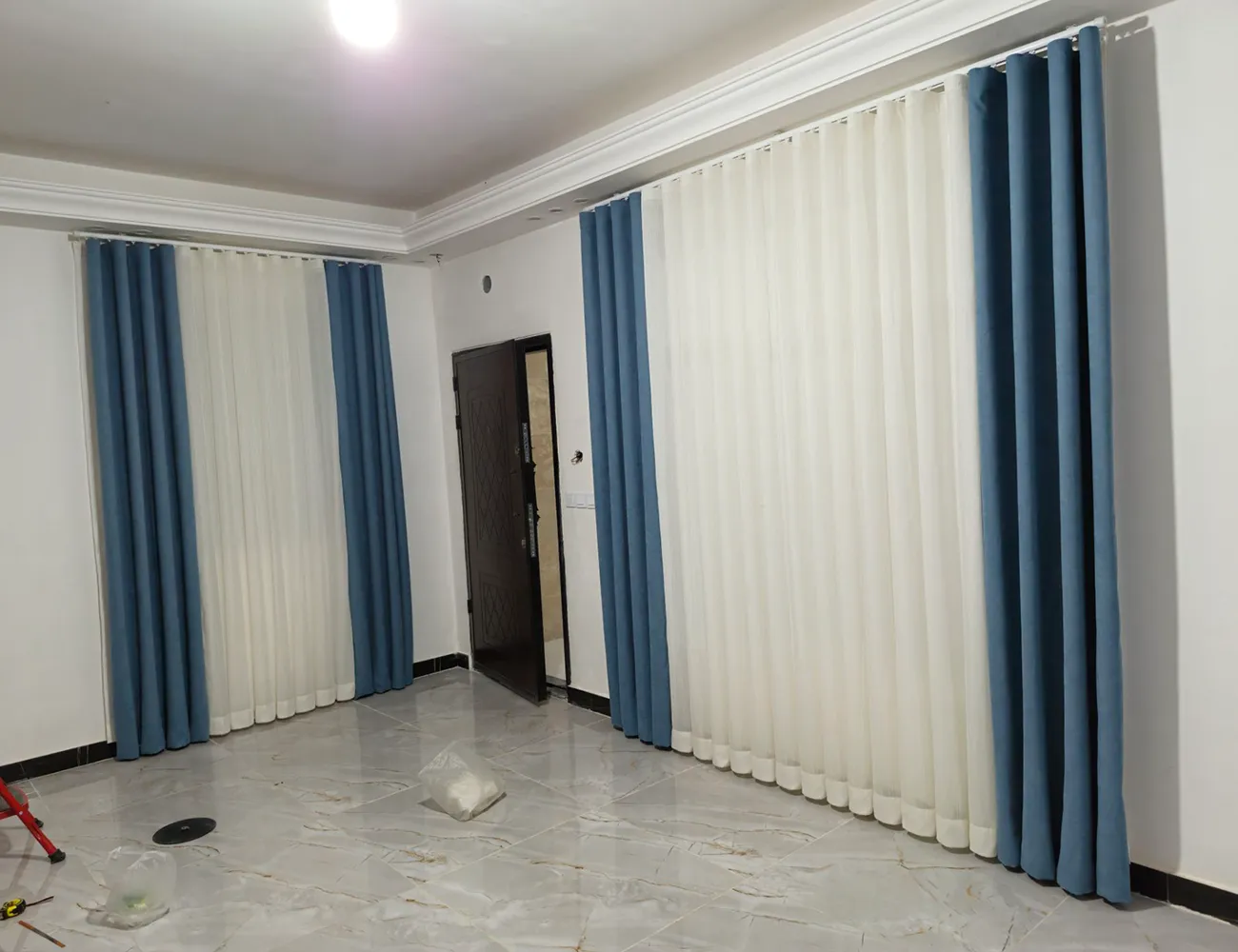 1 پرده مینیمال کتان شایندار با آستری - Image 1