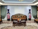 پرده مینمیال کتان ساده با والان مخمل
